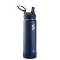 Takeya Actives 24 oz Water Bottle with Straw Lid - Double Wall Stainless Steel Insulation - Dishwasher Safe & BPA-Free - Removable Bumper - Midnight