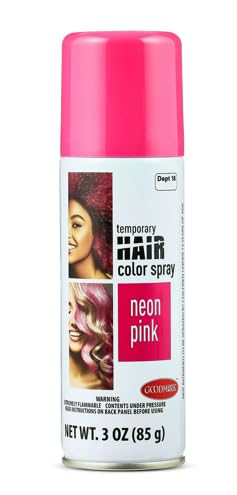 Goodmark Temporary Hair Color Spray - Neon Pink, Washable Halloween Hair Dye Spray, 3 oz Can (Pink) Beauty & Personal Care Goodmark