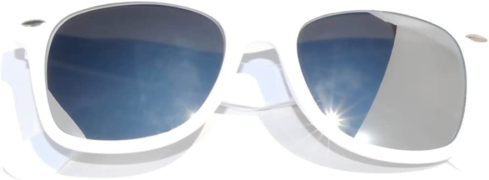 Vintage Sunglasses with Silver Mirror Lens White Frame UV Protection