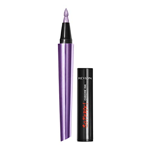 Revlon So Fierce! Chrome Ink Liquid Eyeliner, Longlasting Bold Metallic Pen Liner with Dip Ink Cap for Pearl, Shimmer Blend, 904 Ultraviolet Foil…