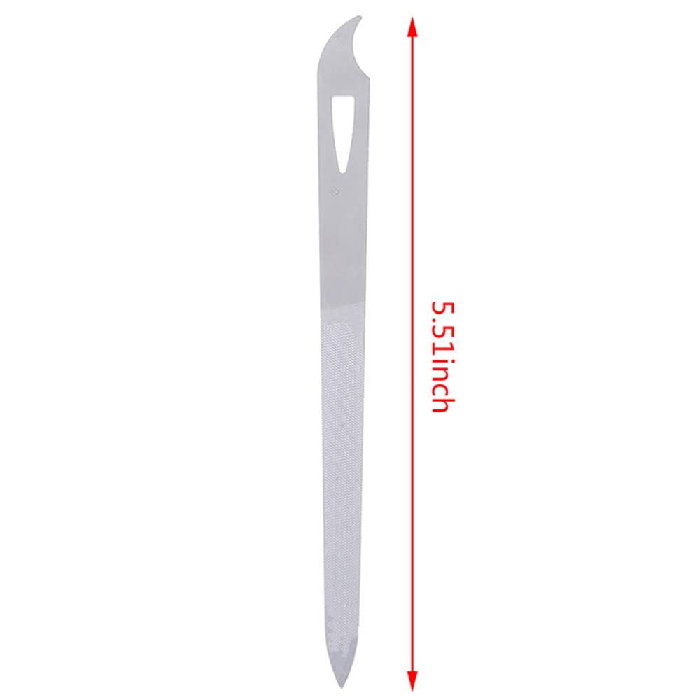 Yeshan Stainless Steel Triple-Cut Long Nail File with Nail Cleaner Tip,5.5 Inch,Pack of 2