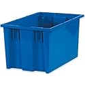 Quantum Storage Systems Stack and Nest Tote Heavy Duty Polypropylene Container, 18" W x 11" D x 9" H, 0.76 Cap (cu ft.) - Blue, 6 Pack