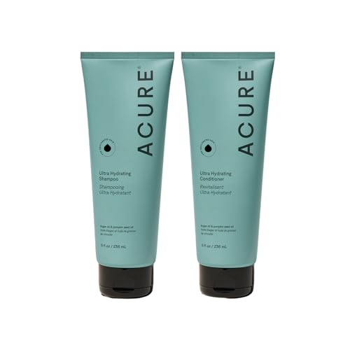 Acure Ultra Hydrating Shampoo and Conditioner Set - Moisturizing Set with Argan Oil for Women & Men with Dry, Damaged, Straight or Curly Hair, 100%
