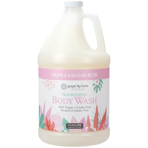 Ginger Lily Farms Botanicals Nourishing Body Wash, 100% Vegan & Cruelty-Free, Vanilla Sugar Bliss Scent, 1 Gallon (128 fl oz) Refill Beauty & Personal Care Ginger Lily Farms