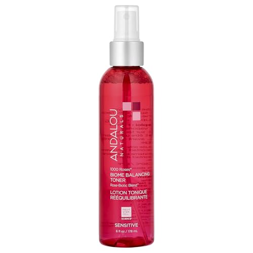 Andalou Naturals Toner, 1000 Roses Biome Balancing Facial Toner, Refreshing & Gentle on Sensitive Skin, Rose-Biotic Blend to Help Protect & Strengthen