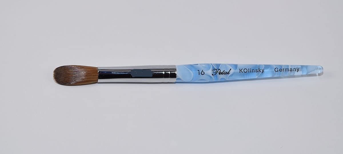 Blue Handle CRIMPED 100% Kolinsky Acrylic Nail Brush (Crimped 16) Beauty & Personal Care Blue Handle