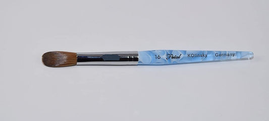 Blue Handle CRIMPED 100% Kolinsky Acrylic Nail Brush (Crimped 16) Beauty & Personal Care Blue Handle