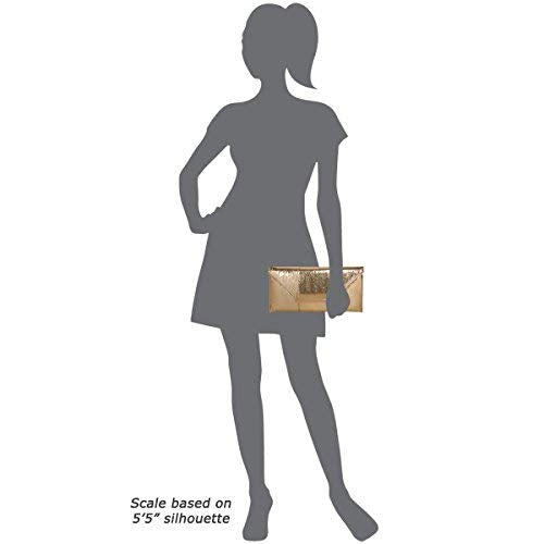 JNB Crushed Metallic Envelope Clutch, Silver