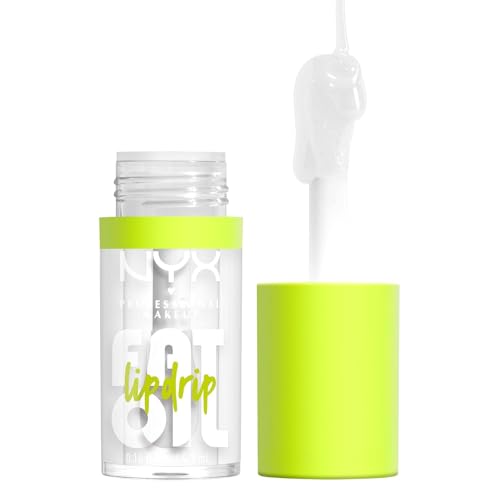 NYX PROFESSIONAL MAKEUP Fat Oil Lip Drip, Moisturizing Lip Oil Gloss, Vegan Tinted Formula, Up to 12 HR Hydration - My Main (Clear)