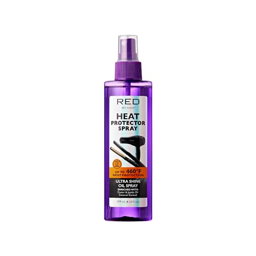 Red by Kiss Heat Protector Ultra Shine Oil Spray - Thermal Protection up to 460°F, Anti-Frizz, Hydration, and Strength for Hair (6 Fl Oz) - Style