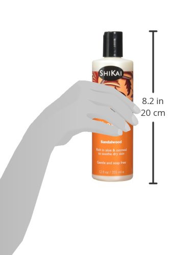 ShiKai Daily Moisturizing Shower Gel (Sandalwood, 12oz) | With Hydrating Aloe Vera & Oatmeal | Scented Body Wash for Dry Skin Relief