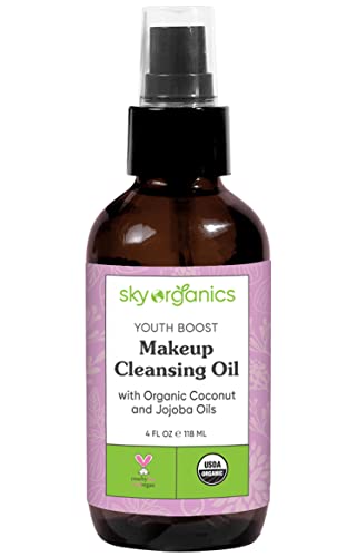 Sky Organics Youth Boost Makeup Cleansing Oil for Face USDA Certified Organic to Cleanse, Moisturize & Nourish, 4 fl. Oz