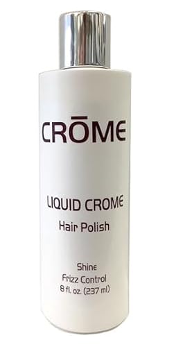 Crome Hair Serum 8 oz - Liquid Hair Polish for Taming and Styling Frizzy Hair - Alcohol Free Moisturizer with Heat and 8 Fl Oz (Pack of 1)
