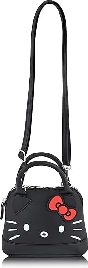 FAST FORWARD HK Black Leather Crossbody Handbag - Girls, Teens, Adults - HK Faux PU Leather Cosplay Crossbody Handbag, Black