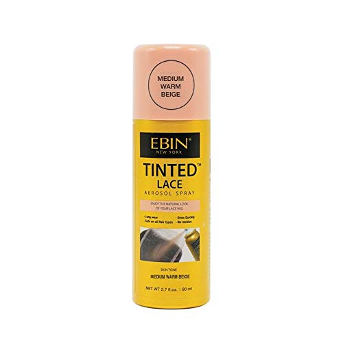 EBIN NEW YORK Tinted Lace Spray Medium Warm Beige | Water Resistant & High Pigment Lace Tint for Wig | Even Spray, No Residue & Natural Finish | 2.7