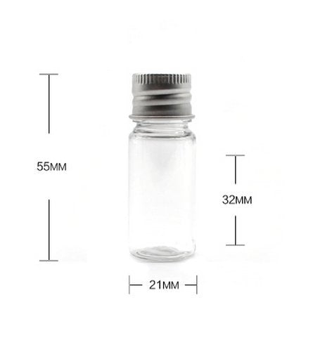 12Pcs 10ml/20ml Empty Refillable Clear Plastic Bottle with Aluminum Screw Cap Travel Small Container (10 ML)