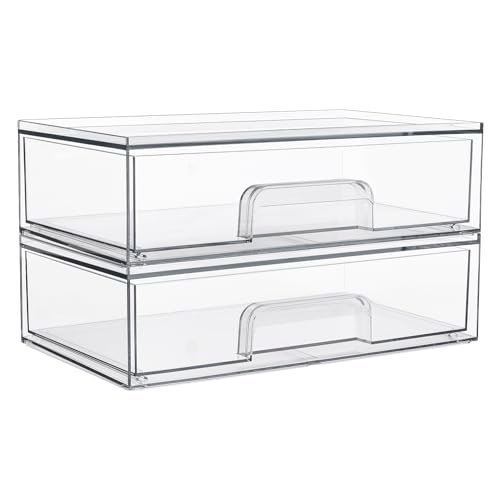 Vtopmart 12.1''W Clear Stackable Storage Drawers,2 Pack Acrylic Plastic Organizers Bins for Makeup Palettes, Cosmetics, and Beauty Supplies,Ideal Beauty and Personal Care Vtopmart Default Title