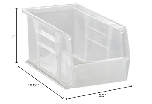 QUANTUM STORAGE SYSTEMS Ultra QUS230CLCS Solid Part Organizer Clear Bins 11" L x 6" W x 5" H 12 Pack