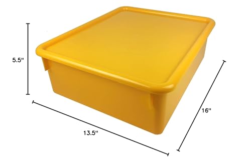 Romanoff Double Stowaway Tray with Lid, 16-inch x 13.5-inch x 5.5-inch, Yellow (ROM13003)