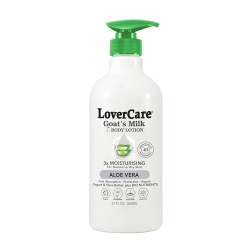 Lovercare Goat Milk Body Lotion for Dry Skin Aloe Vera 27.05 oz (800ml) - Single…