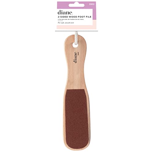 Diane 2-Sided Foot File - Smoother Feet and Callus Remover for Men and Women -Wood Handle - 10” x 2 3/8” - D932