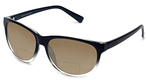 Coyote Eyewear Polarized BiFocal Reading Sunglass +3.00 Black Clear/Brown Men Women Classic Trendy Bi-Focal Sun Glass Reader