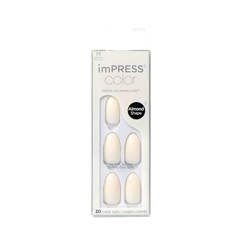 KISS imPRESS Color Press-On Manicure Fake Nails, Ballroom - Short & Square, Solid White, Ready To Wear, Chip Proof, Smudge Proof, No Dry Time, Mini Beauty & Personal Care imPRESS