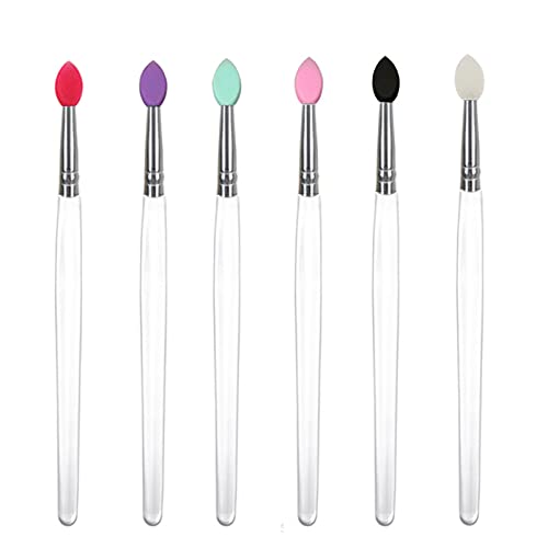 Silicone Eyeshadow Brushes Set, BYVUTE Colorful Heads Eyeliner Blending Professional Makeup Brush Set, 6 Essential Eye Makeup Brushes Kits, Eye Shadow