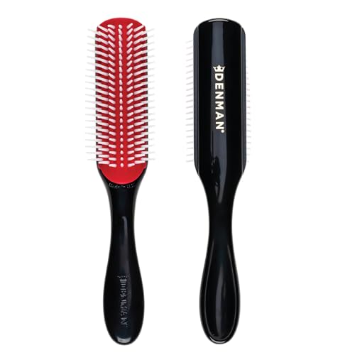 Denman Curly Hair Brush D3 (Black & Red) 7 Row Styling Brush for Detangling, Separating, Shaping and Defining Curls - For Women and Men Beauty and Personal Care Denman Default Title