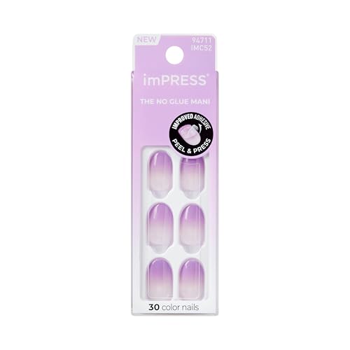 Impress Color Ombre Press On Nails, 'Take A Chance', Purple, Short Oval, PureFit Technology, Patented Super Hold Adhesive, Chip Proof, Smudge Proof Beauty & Personal Care imPRESS