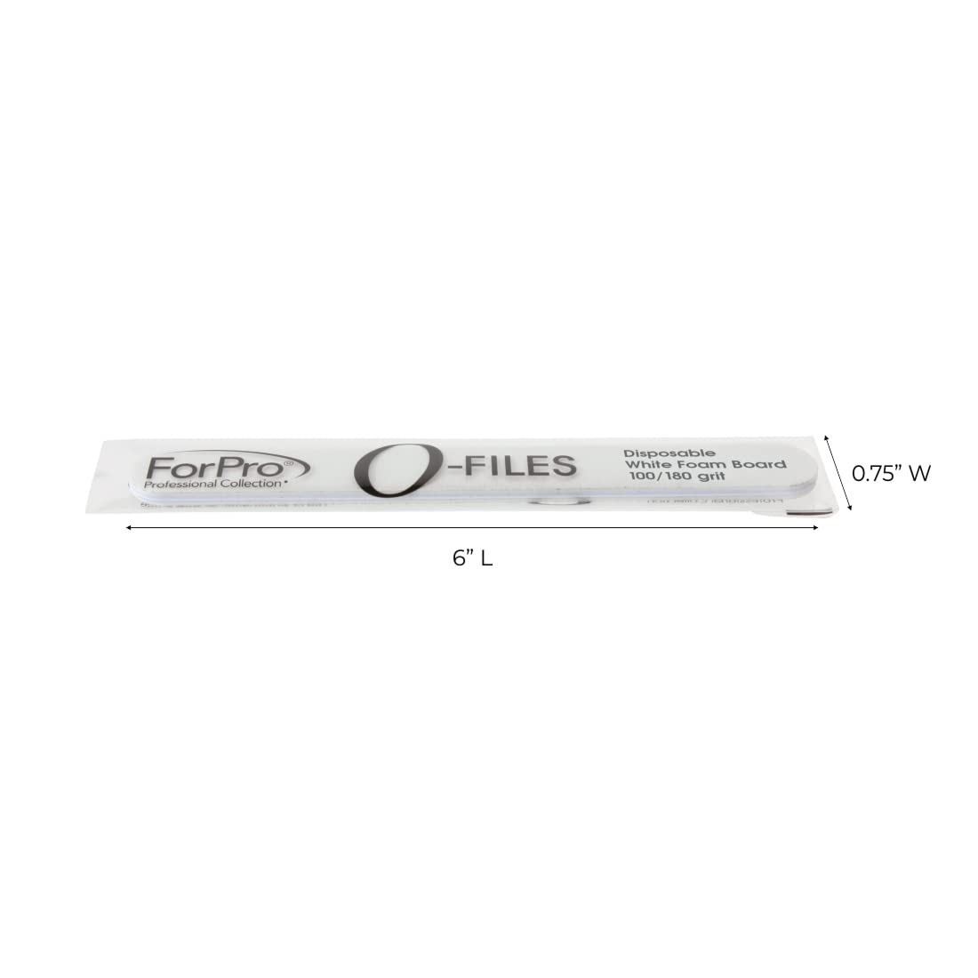 ForPro Professional Collection O-Files Foam Board, Double-Sided Manicure Nail File, 100/180 Grit, Individually-Wrapped, 6" L x .75" W, White