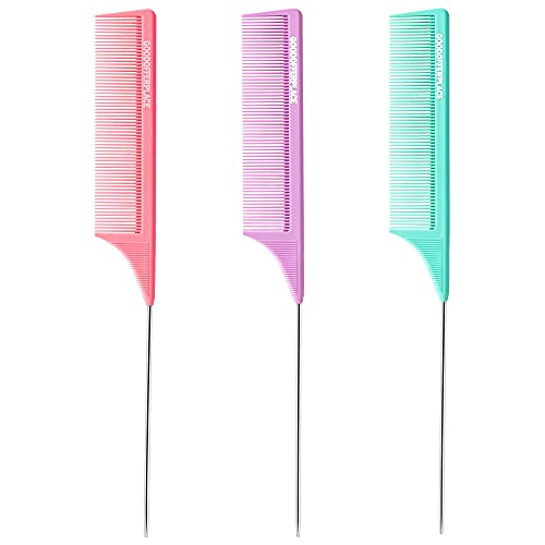 Goodofferplace 3 PCS Rat Tail Combs with Metal Pick for Braiding,Parting Beauty and Personal Care Goodofferplace Default Title