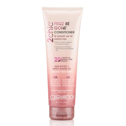 GIOVANNI 2chic Frizz Be Gone Conditioner - Anti Frizz Natural Hair Smoothing Formula with Shea Butter & Sweet Almond Oil, Macadamia, Color Safe, Vegan