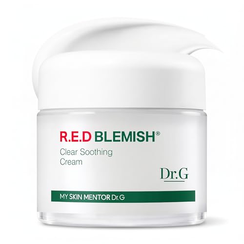 Dr. G R.E.D. Blemish Clear Soothing Cream - Calming Korean Moisturizer for Redness - Soothes Acne & Irritation - With Centella Asiatica - Long-Lasting