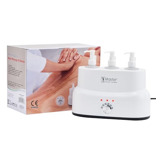 Master Massage Three Bottles Massage Oil, Lotion, Cream Warmer Heater with Empty Bottles- Massage Cream Heating Device- Salon Spa Body Therapy, White