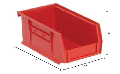 Quantum Storage QUS230RD Ultra Stack & Hang Heavy Duty Part Organizer Red Bins 11" L x 6" W x 5" H 12 Pack