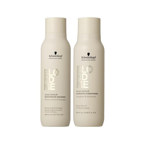 BLONDME Bond Repair Brightening Shampoo & Nourishing Conditioner Bundle | Gently Cleanses, Brightens & Detangles for Radiant, Stronger Blonde Hair