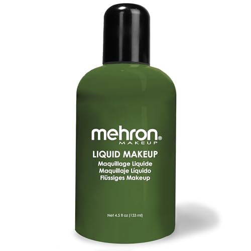 Mehron Makeup Liquid Makeup | Face Paint and Body Paint Perfect for Halloween, Cosplay I Air Brush Compatible 4.5 oz (133 ml) (GREEN)