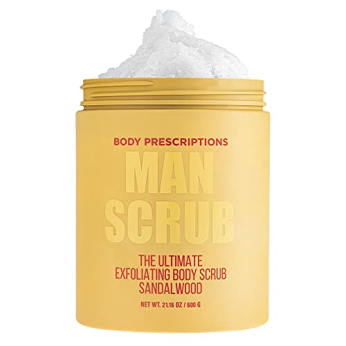 Body Prescriptions Men’s Exfoliating Body Scrub - Ultimate Skin Cleansing Wash in Jar with Twist-Top Lid, For All Skin Types, 21 Ounce (Pack of 1)