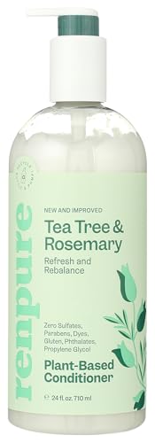 Renpure Plant Based Tea Tree and Rosemary Refresh and Rebalance Conditioner - Soothes Dry Scalp - Delivers Moisture and Shine - Gentle Formula - Dye