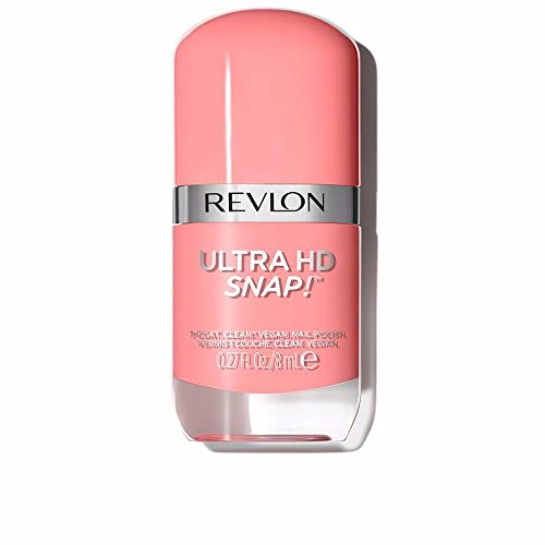 REVLON Ultra HD Snap Nail Color, Natural Rich Glossy Polish, 100% Vegan Formula, No Base or Top Coat Needed, 027 Think Pink, 0.27 fl oz