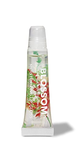 Blossom Lip Gloss Tubes, Watermelon Scented Thick Clear High Shine Moisturizing Flower Lip Gel with Nourishing Jojoba Seed Oil, Infused with Real