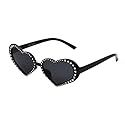 Betsey Johnson Women's Glam & Glitter Sunglasses Heart, Black, 56 mm