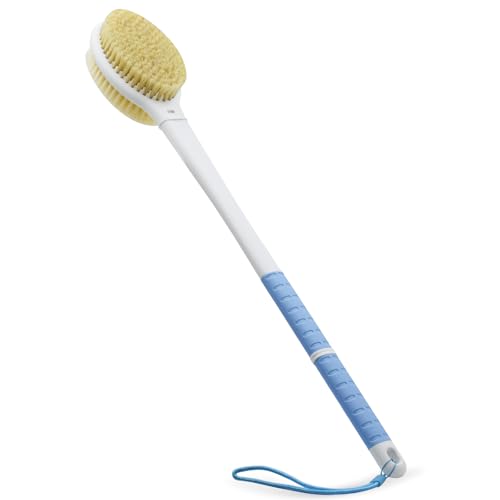 Shower Brush with Soft and Stiff Bristles,20.5" Extra Long Handle Dual-Sided Back Scrubber Bath Brush Body Exfoliator for Wet or Dry Brushing (Extra