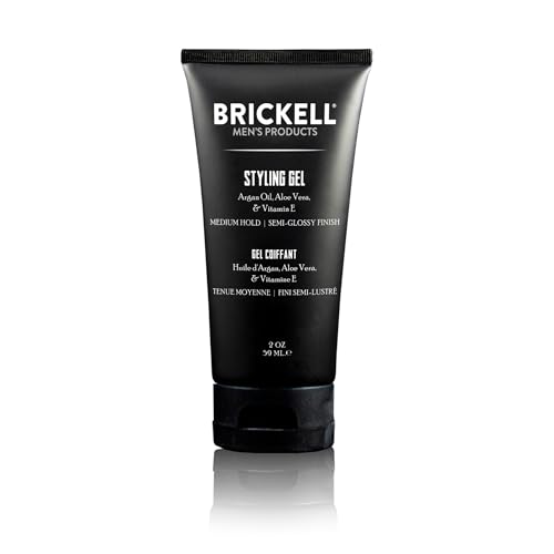 Brickell Men's Hair Styling Hair Gel For Men, Natural and Organic, All Day Hold for Glossy Style, Natural Scented, 2 Ounce