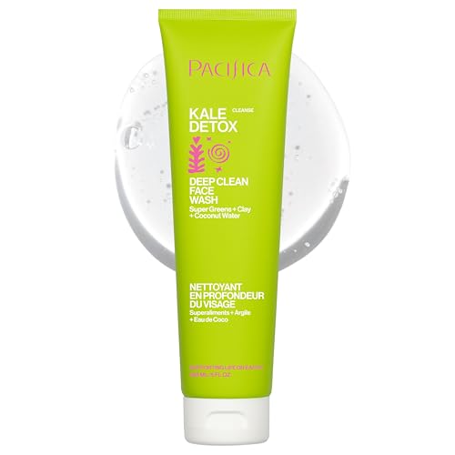 Pacifica Kale Detox Face Wash for Oily & Acne-Prone Skin, Deep Cleansing Facial Cleanser & Makeup Remover with Super Greens Kale, Seaweed & Clay, 5 fl