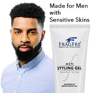 FRAGFRE Men Hair Styling Gel Fragrance Free 8 oz - pH Balanced for Men with Sensitive Skins - Not Too Firm or Too Light - Just Normal Hold for Normal