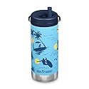 Klean Kanteen TKWide Insulated Bottle - Twist Cap, Steel Straw - Sports & Office - Surfer, 12 oz