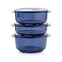 Tupperware Brand Vent ‘N Serve Container Set - 3 Small Round Containers to Prep, Freeze & Reheat Meals + Lids - Dishwasher, Microwave & Freezer Safe…