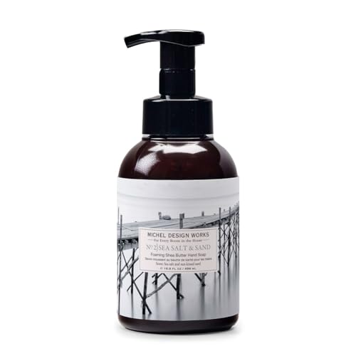 Michel Design Works Foaming Hand Soap 16.9oz, Sea Salt & Sand Scent and Design, Shea Butter and Aloe Vera Blend, Beautiful Container with Pump